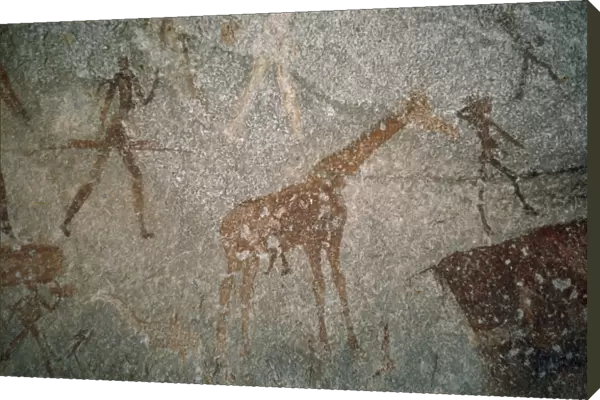 20078550. ZIMBABWE Matopos Hills Detail of prehistoric cave painting