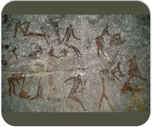 20078549. ZIMBABWE Matopos Hills Detail of prehistoric cave painting