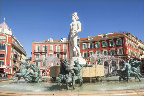 France, Nice, Statue of Apollo, La Fontaine Du Soleil, Sun Fountain, Place Massena