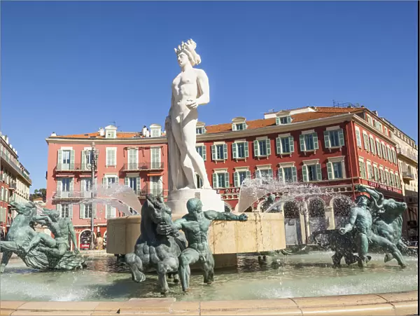 France, Nice, Statue of Apollo, La Fontaine Du Soleil, Sun Fountain, Place Massena