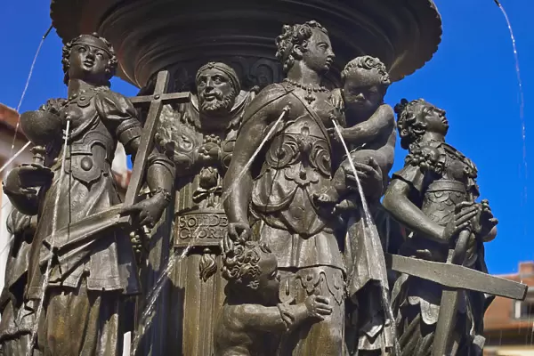 Germany, Bavaria, Nuremberg, Tugendbrunnen or Fountain of Virtues