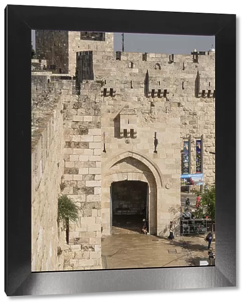 The Jaffa Gate in the city wall of the Old City of Jerusalem