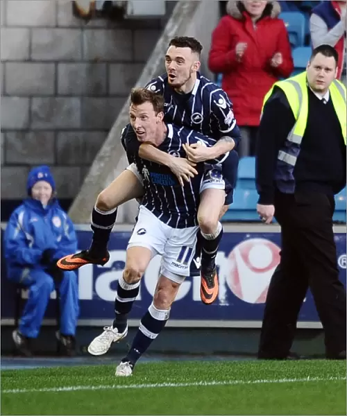 Millwall's Winning Moment: Woolford and Williams Celebrate Goal vs. Bolton Wanderers in Sky Bet Championship