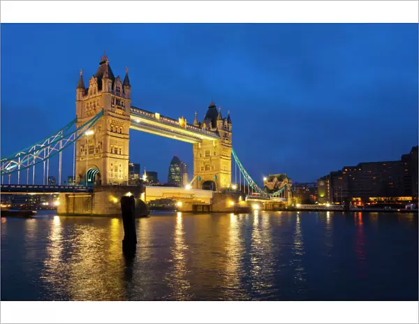 UK, England, London, Tower Bridge over River Thames and Swiss Re Building