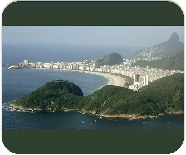 An aerial view shows Copacabana beach in Rio de Janeiro
