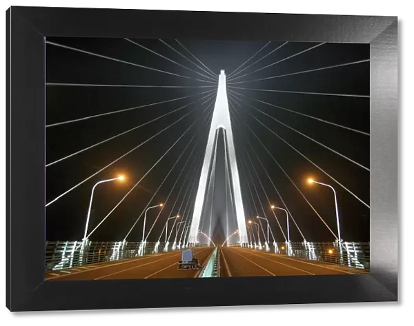 A view of the incomplete Hangzhou Bay Bridge in Ningbo