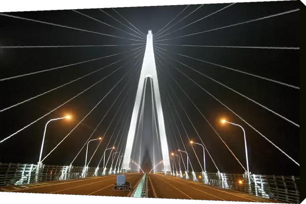 A view of the incomplete Hangzhou Bay Bridge in Ningbo