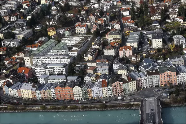 An aerial view of the western Austrian city of Innsbruck