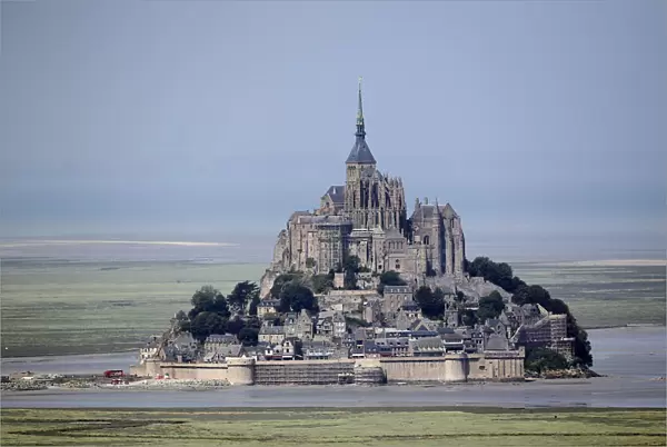 Aerial view shows the Mont Saint-Michel during the 32 km individual time trial eleventh