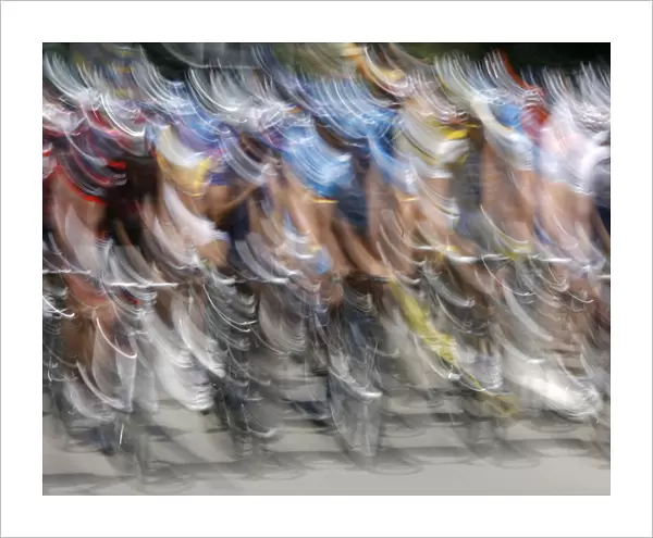 The pack of riders cycle at the start of the fifth stage of the Tour de Suisse cycling