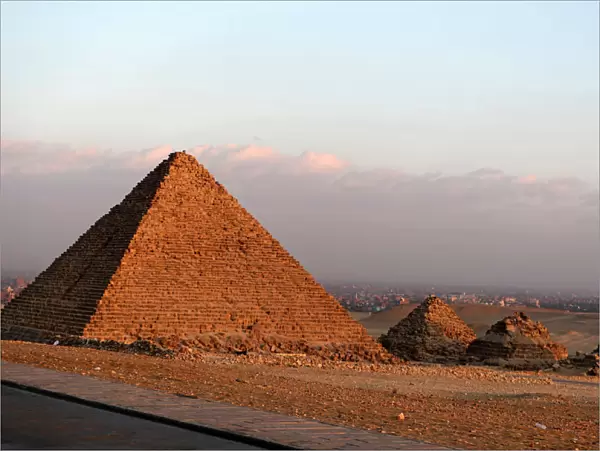 A general view shows pyramids in Giza, on the outskirts of Cairo, Egypt