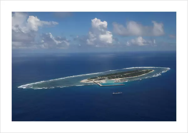 An aerial view shows of Itu Aba, which the Taiwanese call Taiping, in the South China Sea