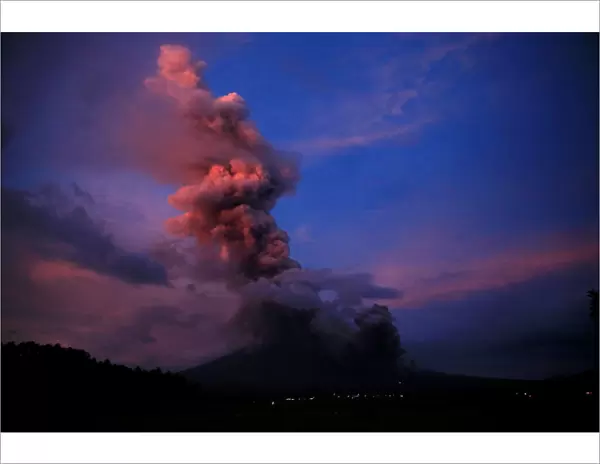 A view of the Mayon Volcano after a new eruption in Camalig, Albay province