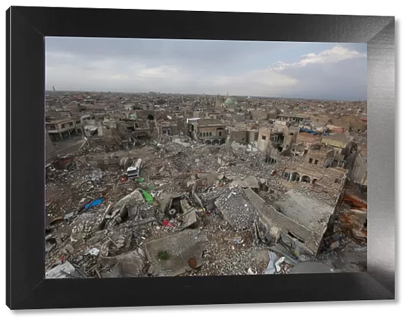 General view of destroyed buildings in the old city of Mosul