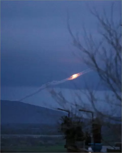 A missile fired into Afrin as seen from north of Rajo