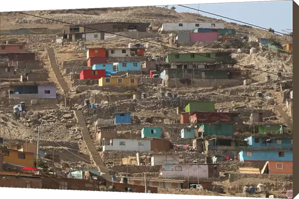 View of houses at a hill in the shanty town Nueva Esperanza on the outskirts of Lima