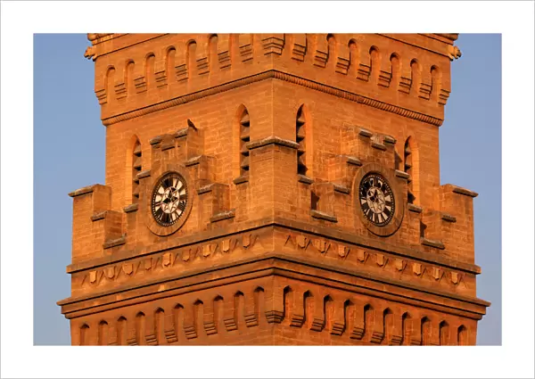 A general view of a clock dial without hands on the British era Empress Market building