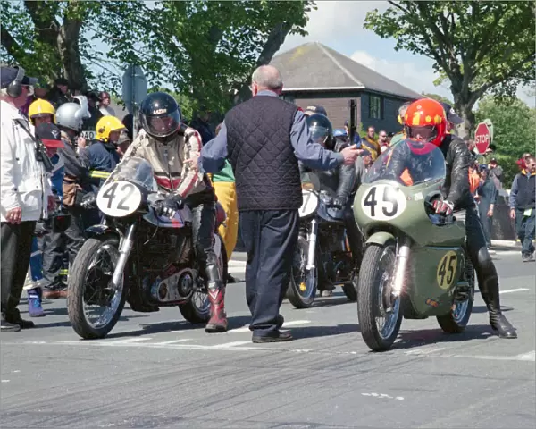 Derek Fox (Norton) and Keith Heckles (Norton) 2002 TT Parade Lap