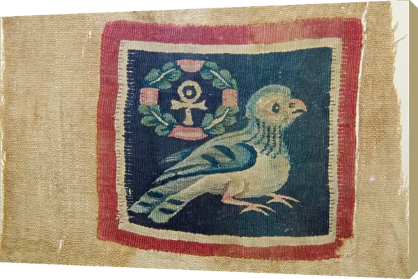 Textile panel depicting a bird with anhk-cross dating to 5-7th century AD from Akhmim