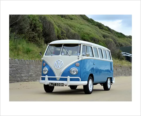 VW Volkswagen Classic Camper van, 1970, Blue, & white