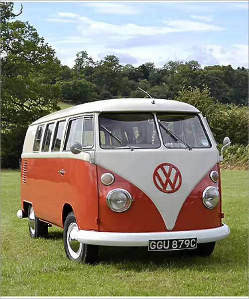 VW Volkswagen Classic Camper van, 1965, Red, & beige