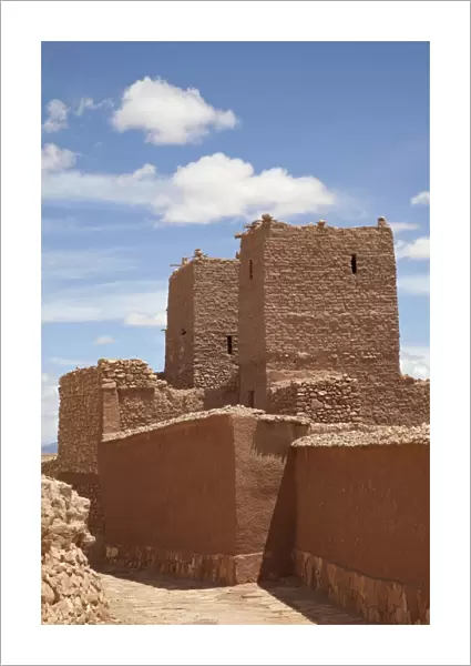 View of ancient ksar ('fortified city') with kasbahs, Ait Benhaddou, Souss-Massa-Draa, Morocco, may