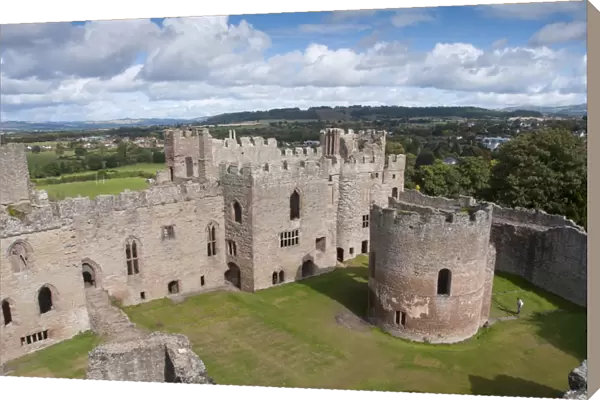 View of partially ruined castle, Ludlow Castle, Ludlow, Shropshire, England, september