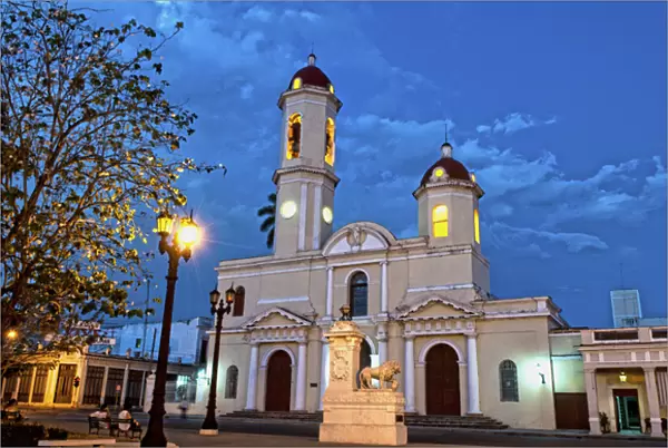 Cienfuegos Cuba Immaculate Conception Cathedral church at night exposure