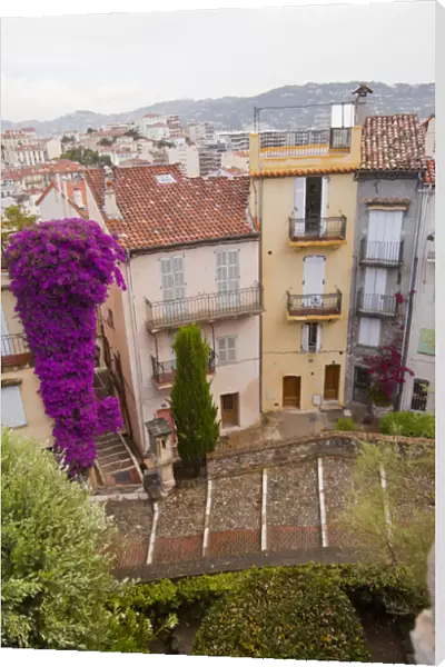 France, Provence, Cannes. Overview of residential area on rainy day. Credit as: Fred