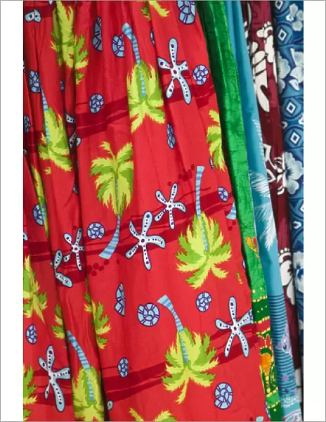 VANUATU, Efate Island, PORT VILA. Waterfront Market, island fabrics