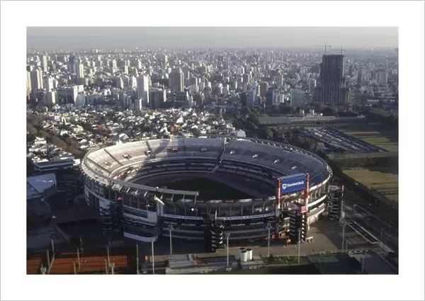 Flying to Aeroparque AEP airport in Buenos Aires: Estadio Monumental in Barrio River