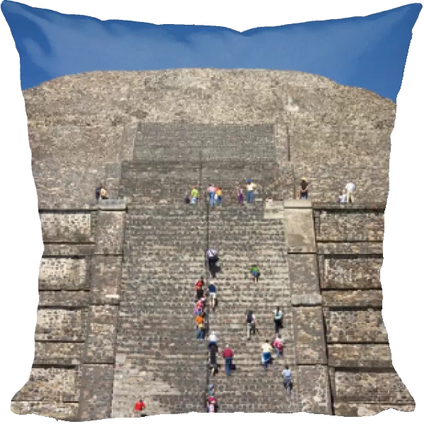 Tourists visit the Pyramid of the Moon at Teotihuacan in the State of Mexico, Mexico