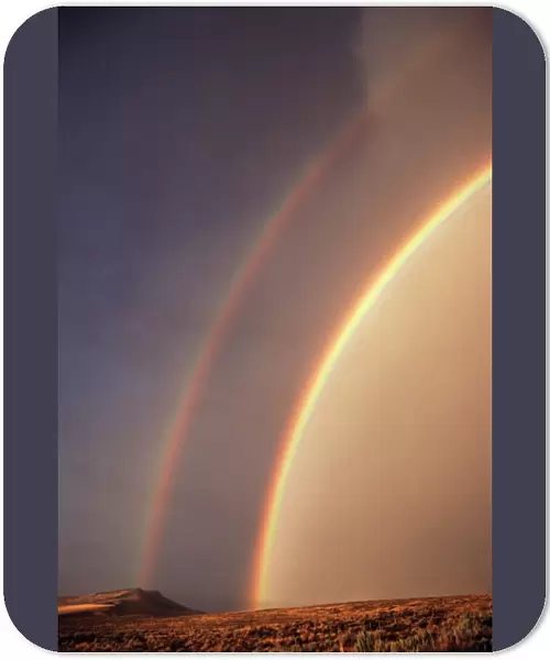 USA, Idaho, Double rainbow over landscape