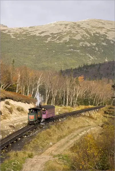 The cog railroad on Mount Washington in Twin Mountain, New Hampshire. White Mountains