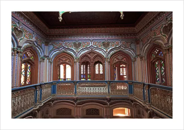 The beautiful wodden work in Chiniot Palace in Pakistan