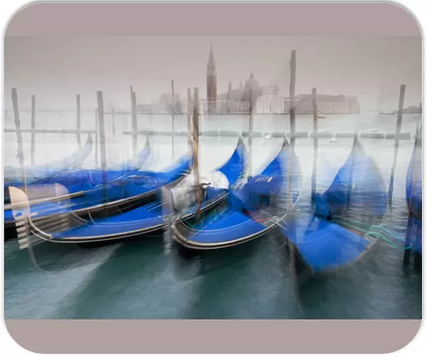 Italy, Venice. Abstract of gondolas at St