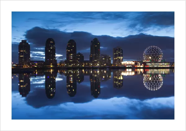 Canada, British Columbia, Vancouver, Granville Island, dawn view of False Creek
