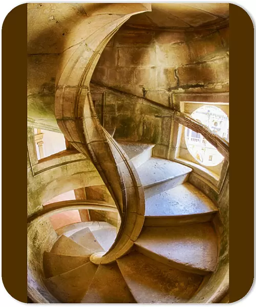 Europe; Portugal; Tomar; Spiral Stone Staircase in Convento de Cristo