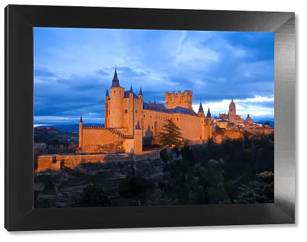 Europe, Spain, Segovia. Alcazar castle at sunset