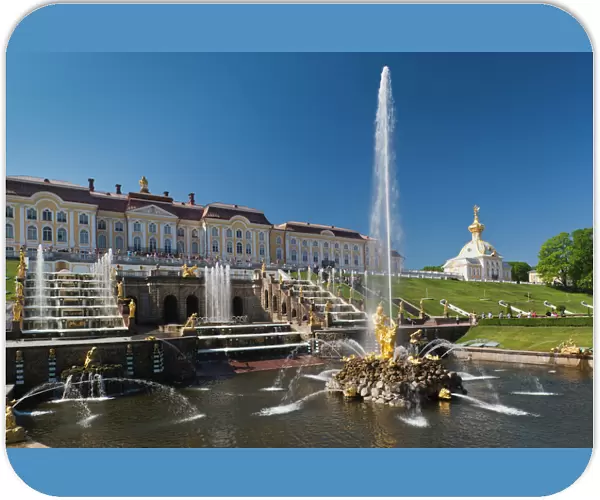Russia, Saint Petersburg, Peterhof, Grand Cascade fountains