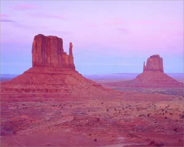 USA; Arizona; Arizona; The Mittens Sandstone formations in Monument Valley
