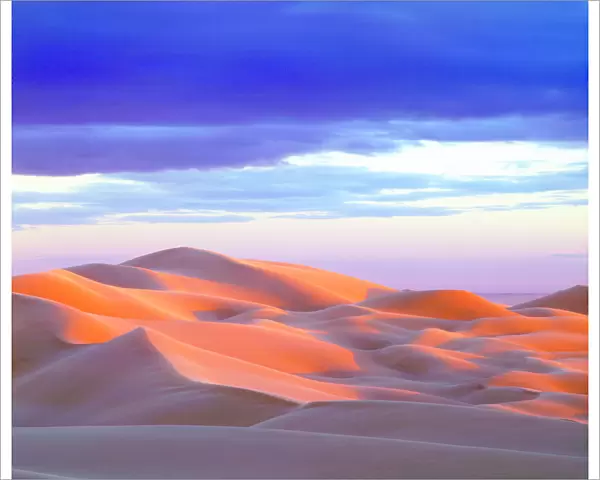USA, California, Glamis Sand Dunes at Sunset, CA
