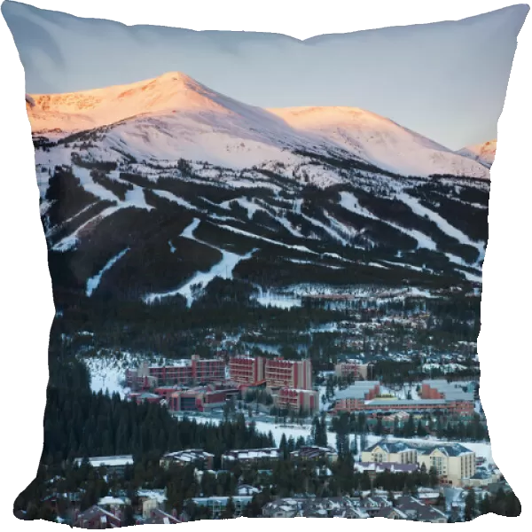 USA, Colorado, Breckenridge, elevated town view from Mount Baldy, dawn