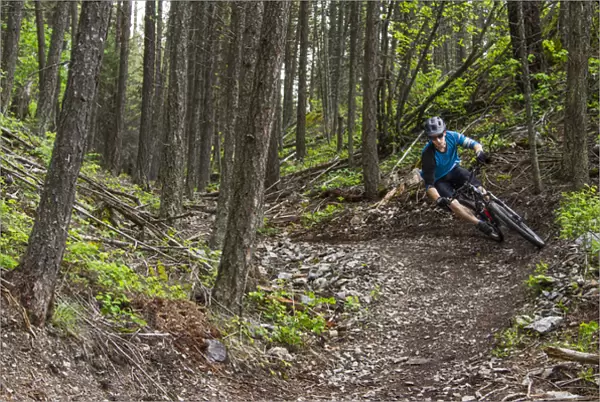 Jared Lynch mountain biking the north end of the Whitefish Trail near Whitefish, Montana