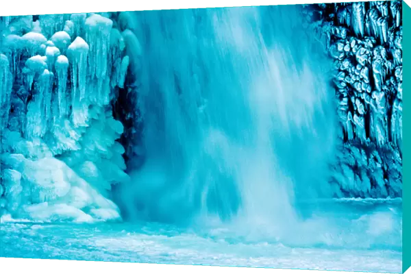 detail; Lower Horsetail Falls; winter; frozen; Columbia Gorge; Oregon; USA