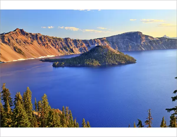 Crater Lake National Park Wizard Island Blue Lake Morning Oregon Pacific Northwest