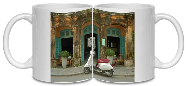 Vespa scooter and The Hill Station Deli and Boutique, Hoi An (UNESCO World Heritage Site)