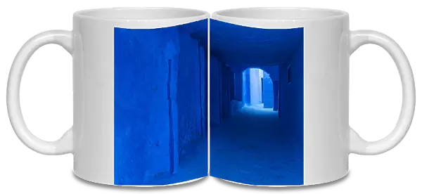Africa, Morocco, Chefchaouen. Blue-painted alley