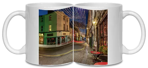 Vibrant streets at dusk in downtown Galway, Ireland