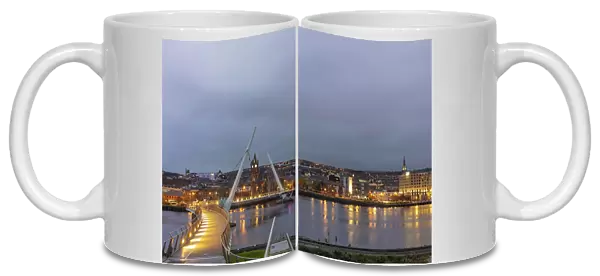 The Peace Bridge over the River Foyle in Londonderry, Northern, Ireland